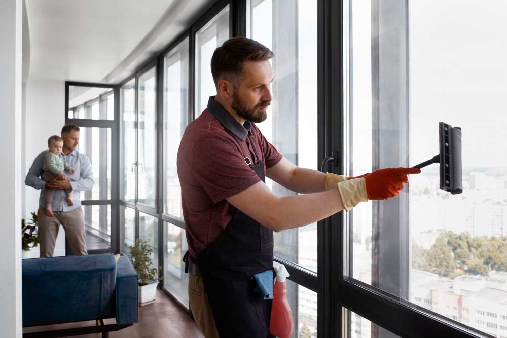 Residential window cleaning by Easy Life Solution expert for spotless streak free home windows