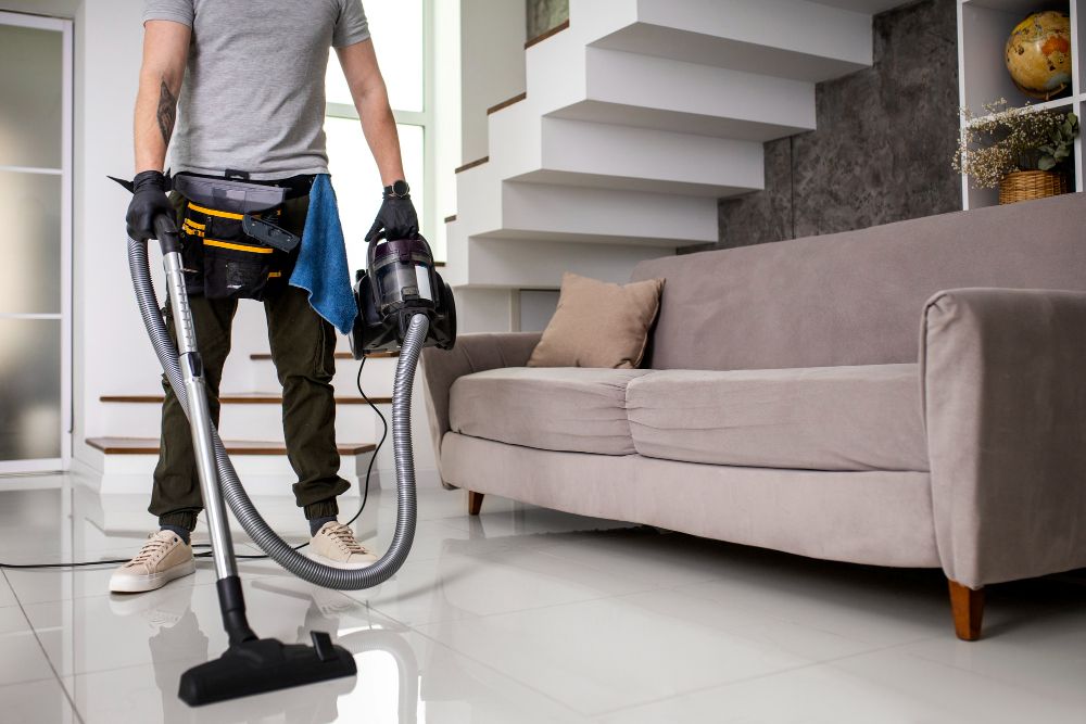 Organized modern home with simple cleaning setup for people working long hours and busy lifestyle