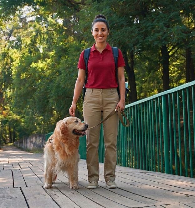 Easy Life Cleaning Services pet walker walking a dog on a street in Walnut Creek